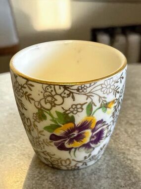 Vintage James Kent Chintz Egg Cup | Yellow & Purple Pansy | England